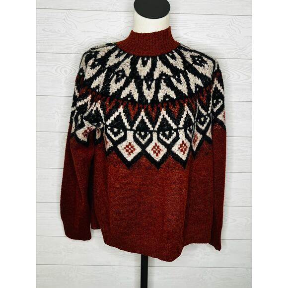 A.N.A. Nordic Fair Isle knit mock turtleneck pullover sweater Size XL - Picture 1 of 5